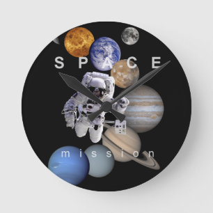 astronaut space mission solar system planets round clock