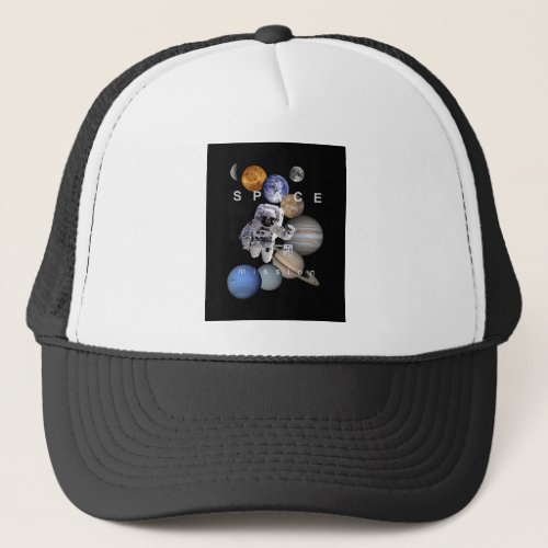 astronaut space mission solar system planets trucker hat