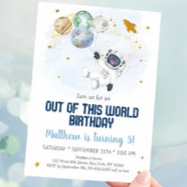 Astronaut Space Out Of This World Birthday Invitation