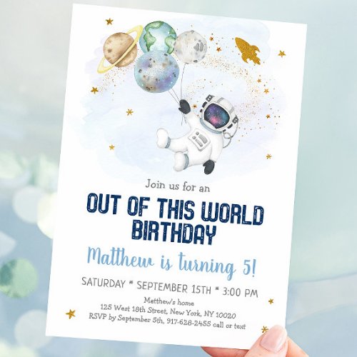 Astronaut Space Out Of This World Birthday Invitation