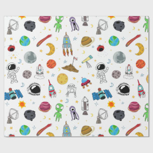 Astronaut space pattern wrapping paper