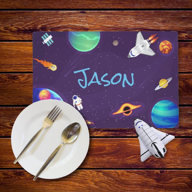 Astronaut Space Planets Add Name Laminated Placemat (Creator Uploaded)