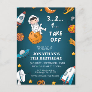 Astronaut Space planets dark theme birthday Postcard