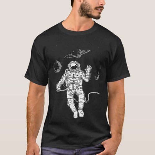 Astronaut Space Planets Saturn Spaceman T_Shirt