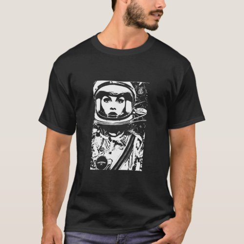 Astronaut Space Power Rocket Universe Moon Stencil T_Shirt