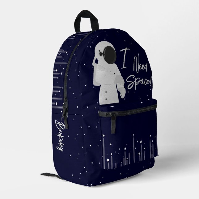 Astronaut Space Pun Teen Name Printed Backpack (Back Corner Left)