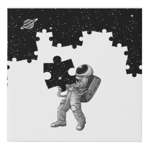 Astronaut Space Puzzle  Faux Canvas Print