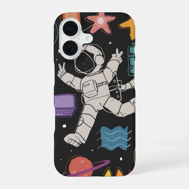 Astronaut Space Rocket Doodle Iphone Case (Back)
