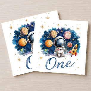 Astronaut Space Rocket One Birthday Napkins