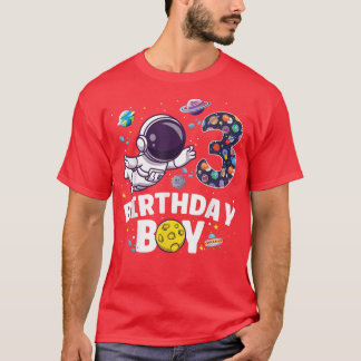 Astronaut Space Theme Party 3 Years Old Birthday B T-Shirt