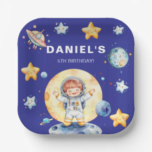 Astronaut Space-Themed Custom Birthday Party Paper Plates