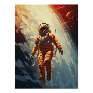 Astronaut Space Travel Poster
