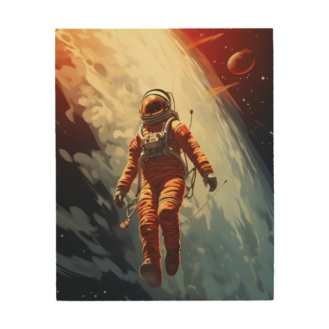 Astronaut Space Travel Wood Wall Art (Front)