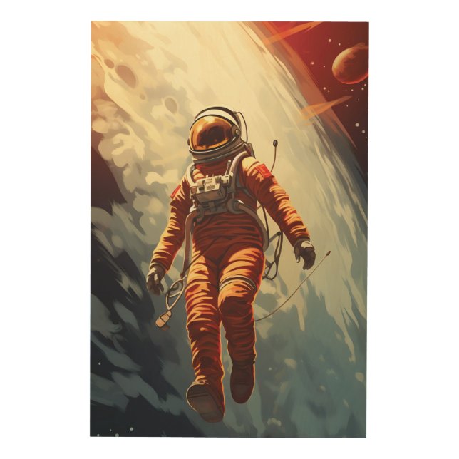 Astronaut Space Travel Wood Wall Art (Front)