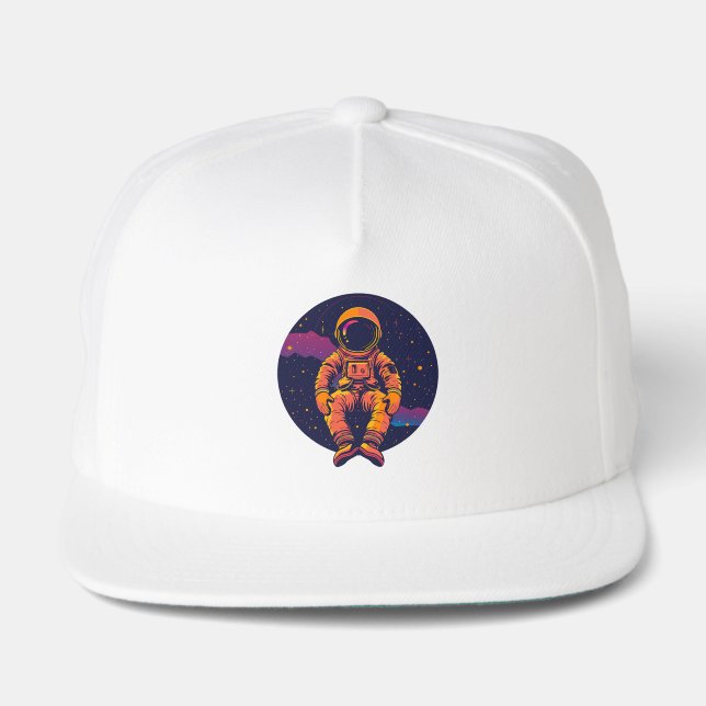Astronaut Space Trucker Hat – Retro Cosmic Graphic (Front)