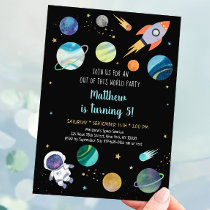 Astronaut Space Two The Moon Birthday Invitation