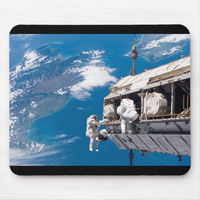 Astronaut Space Walk Above Earth Mouse Pad (Front)