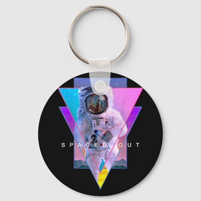 Astronaut Spaced Out Aesthetic Vaporwave Outer Spa Keychain (Front)
