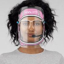 Astronaut Spaceman Space Helmet Pink Personalized Face Shield
