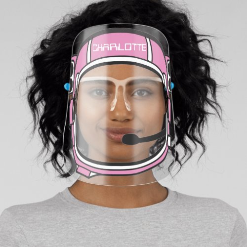 Astronaut Spaceman Space Helmet Pink Personalized Face Shield