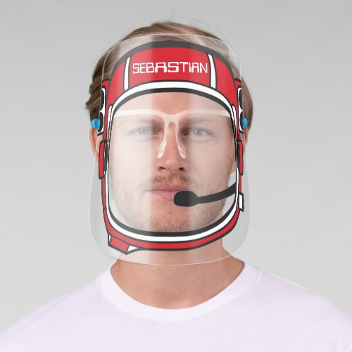 Astronaut Spaceman Space Helmet Red Personalized Face Shield