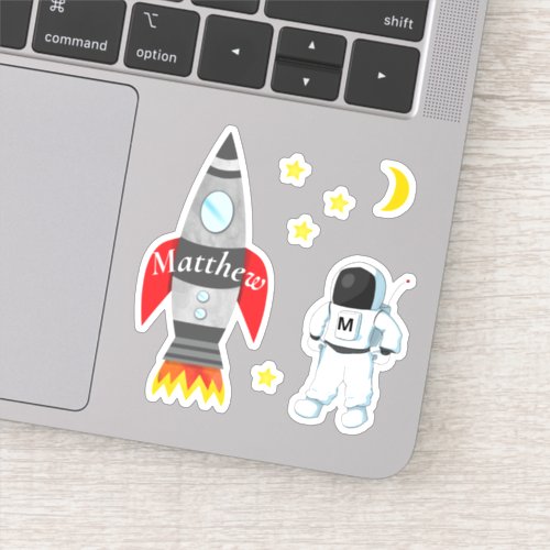 Astronaut Spaceship Rocket with your childs name Sticker