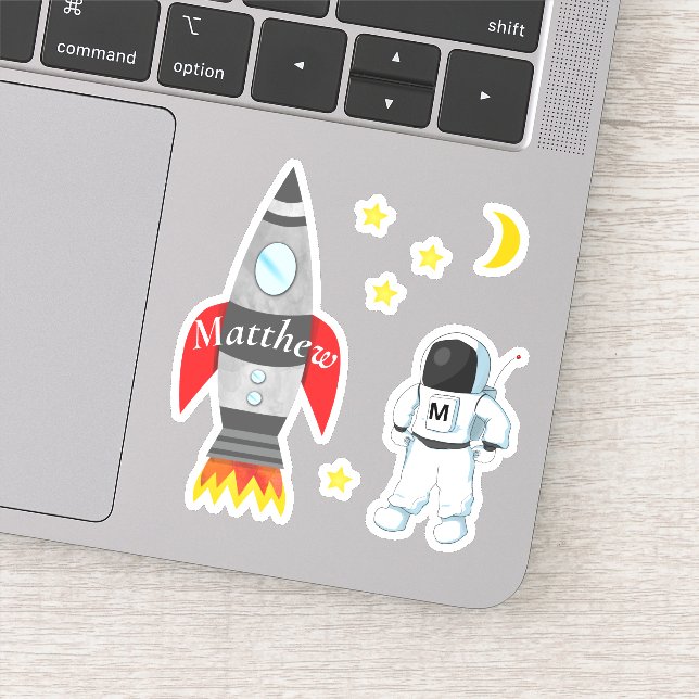 Astronaut Spaceship Rocket with your child's name Sticker (Detail)