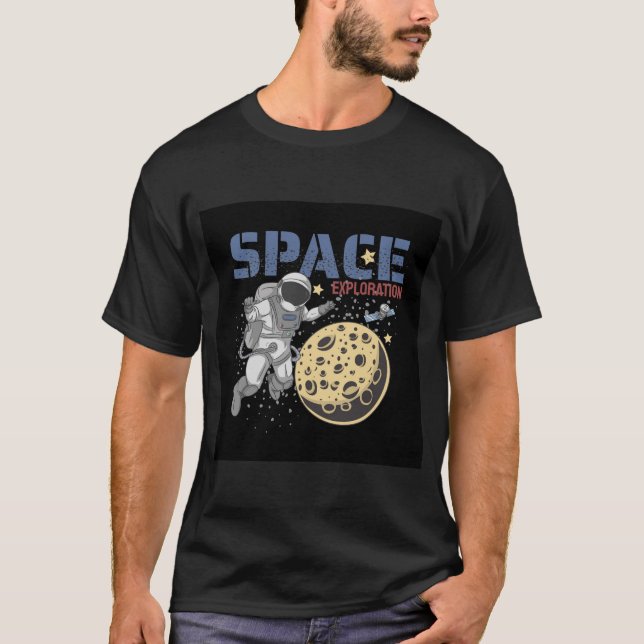 Astronaut Spacewalking and Exploring Illustration T-Shirt (Front)