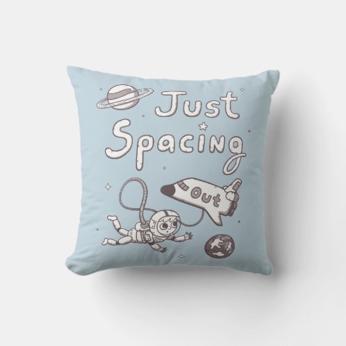 Astronaut Spacing Out Pun Doodle Throw Pillow
