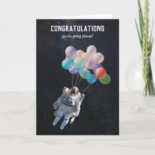 Astronaut Stars  Space Balloons Congratulations Card