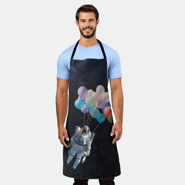 Astronaut Stars & Space Colorful Balloons Apron (Worn)