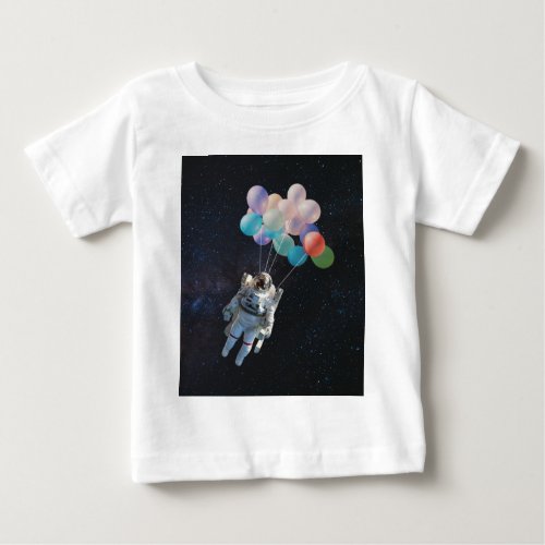 Astronaut Stars  Space Colorful Balloons Baby T_Shirt