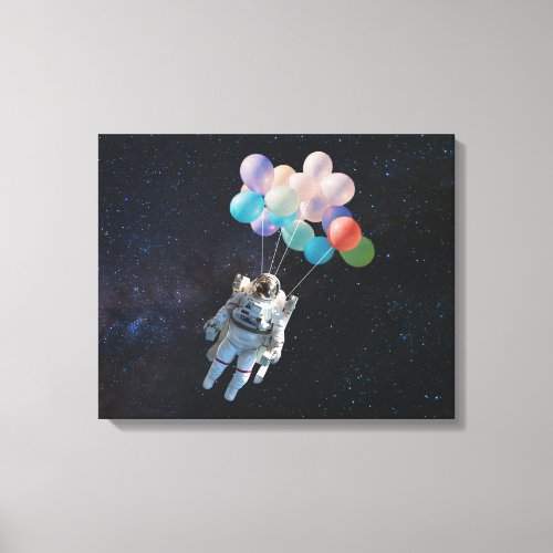 Astronaut Stars  Space Colorful Balloons Canvas Print