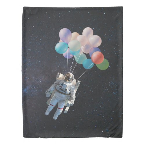 Astronaut Stars  Space Colorful Balloons Duvet Cover