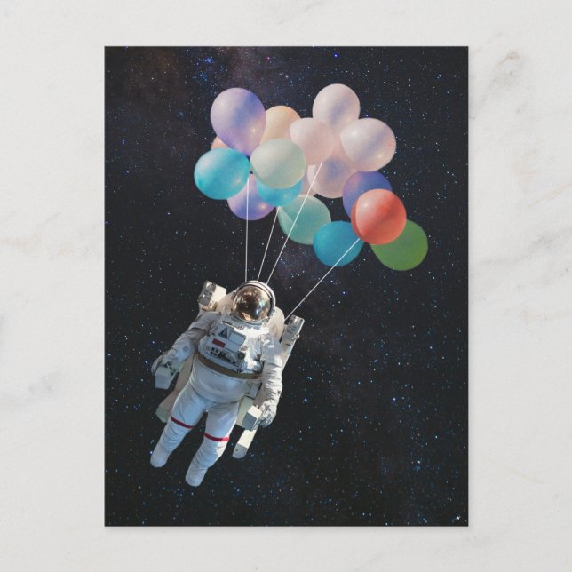 Astronaut Stars & Space Colorful Balloons Holiday Postcard (Front)