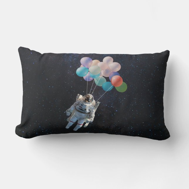 Astronaut Stars & Space Colorful Balloons Lumbar Pillow (Front)