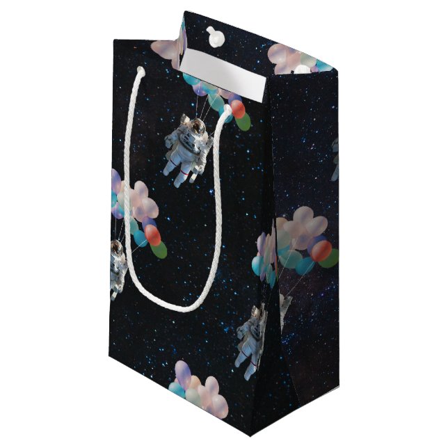 Astronaut Stars & Space Colorful Balloons Small Gift Bag (Front Angled)