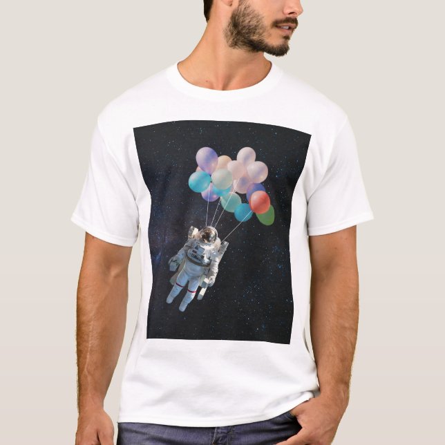 Astronaut Stars & Space Colorful Balloons T-Shirt (Front)
