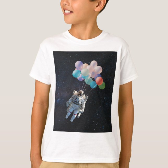 Astronaut Stars & Space Colorful Balloons T-Shirt (Front)
