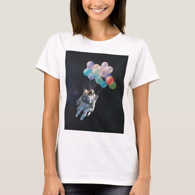 Astronaut Stars & Space Colorful Balloons T-Shirt (Front)