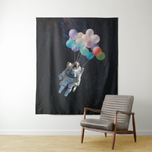 Astronaut Stars & Space Colorful Balloons Tapestry