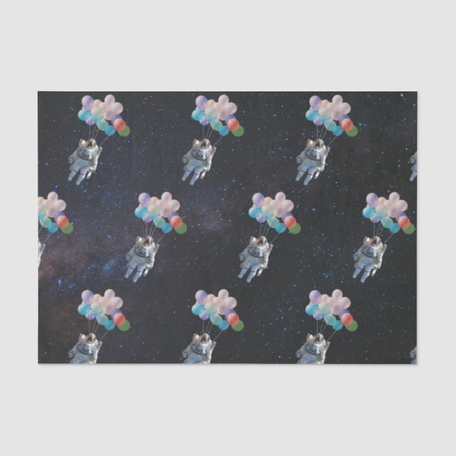 Astronaut Stars & Space Colorful Balloons Tissue Paper (Front)