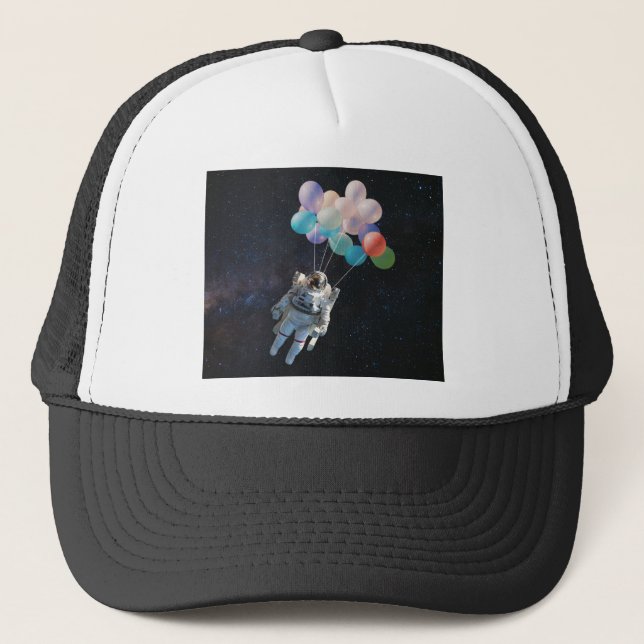 Astronaut Stars & Space Colorful Balloons Trucker Hat (Front)