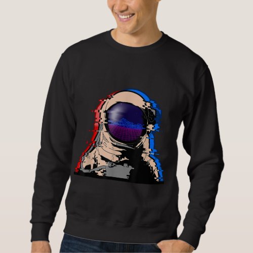 Astronaut Suit Glitch Art 80s Synthwave Aesthetic  Sweatshirt