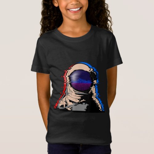 Astronaut Suit Glitch Art 80s Synthwave Aesthetic  T_Shirt