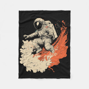 Astronaut Surfing Cosmic Ocean Wave Space Rider _4 Fleece Blanket