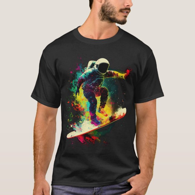 Astronaut Surfing In Space T-Shirt (Front)