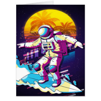 Astronaut Surfing Lover Gift| Cute, Funny Birthday Card
