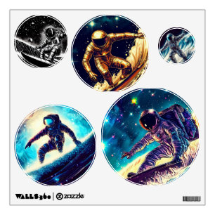 ASTRONAUT SURFING ON RIDE THE COSMIC WAVES WALL DECAL