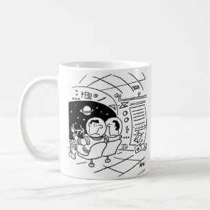 Astronaut surprised to see mail delivered coffee mug